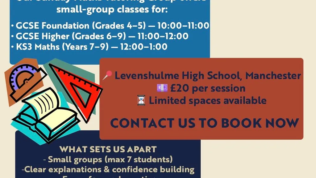 GCSE maths class poster for Manchester students