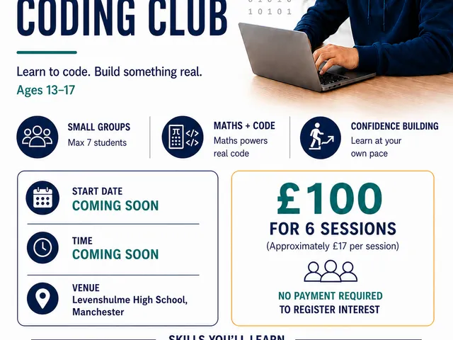 MathsTutorHelp Manchester Coding Club flyer for students aged 13 to 17