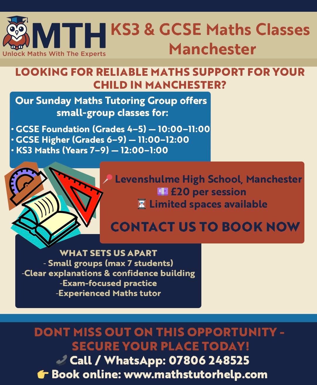 KS3 and GCSE Maths Classes Manchester poster